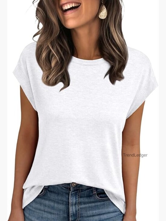 Tops - Women's Cap Sleeve Tunic Top Buttery Soft Business Casual Tee
